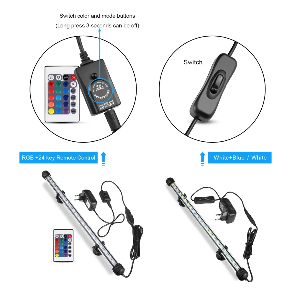 ЕС Plug 19 см 29 39 49 RGB аквариумный свет Водонепроницаемый Аквариум Светодиодный
