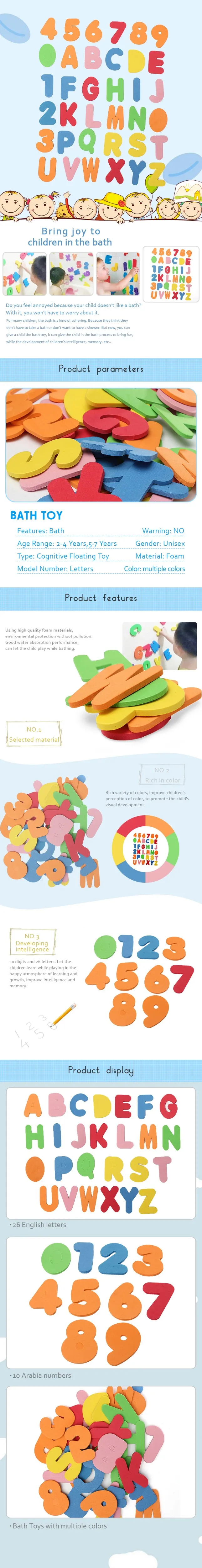36 шт. Детские Игрушки для ванны EVA алфавитно-цифровые буквы головоломки мягкие Цифры Игрушки для ванны забавные Ранние развивающие игрушки для детей