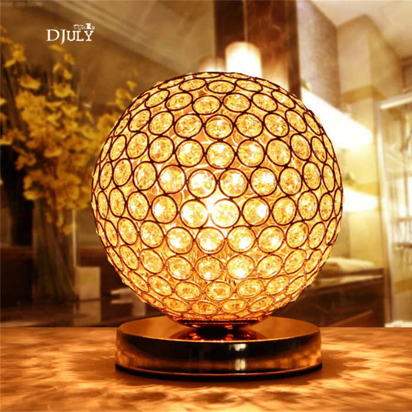 

modern led Crystal Ball table lamp Romantic girl bedroom deco K9 crystal bedside lamp luxury makeup table light holiday gift e27