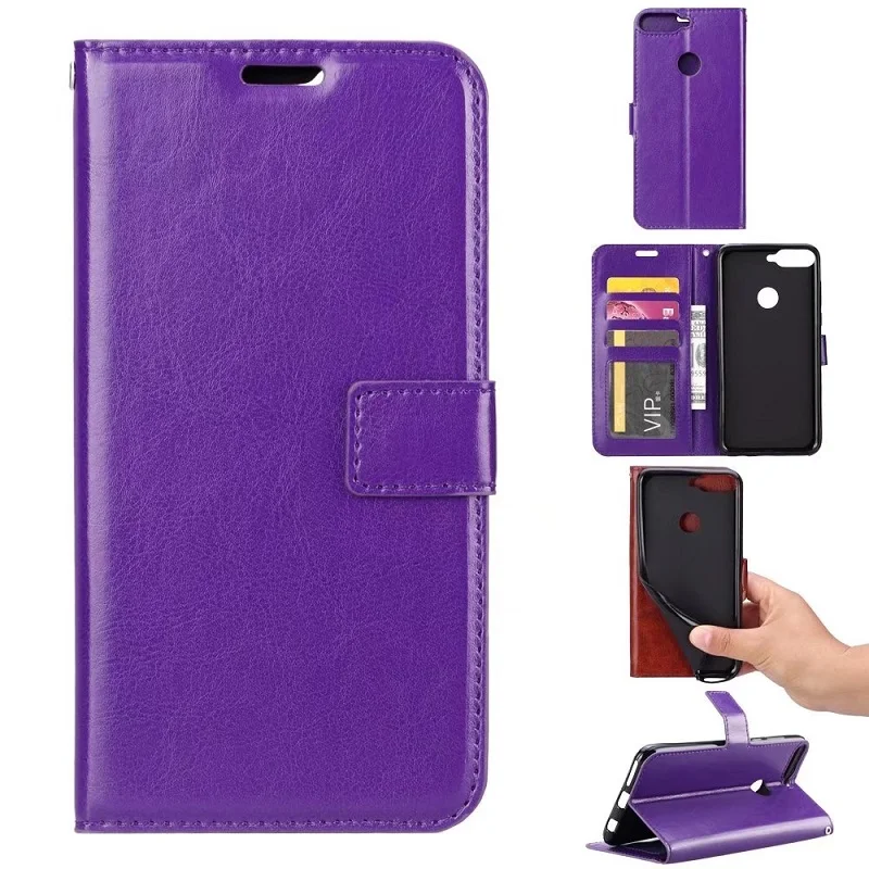 New For Huawei Y6 2018 PU Leather Case For Huawei Y6 2018 Case Filp Wallet Cover Silicone Fundas Card Slot Stand Phone Cases (19)