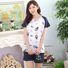 Летние хлопковые женские пижамные комплекты пижамы для девочек с героями мультфильмов женская пижама Женская Пижама пижамы Женская домашняя одежда