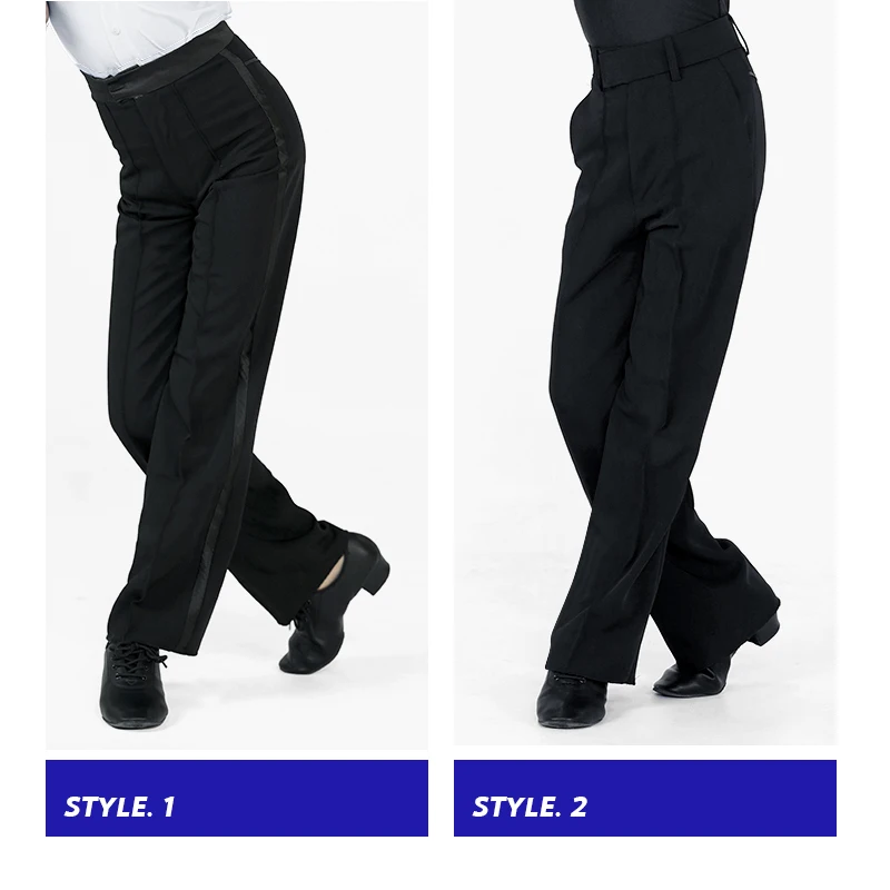 

Black Latin Modern Ballroom Performance Trousers Boys Men Latin Dance Pants