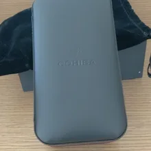 Последняя версия! COHIBA Портативный деревянный внутри черный кожаный хьюмидор с увлажнителем