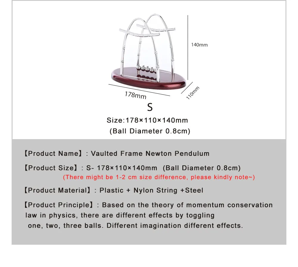Характерный маятник Ньютона,, маятник Ньютона, красная пластиковая база, стальной шарик, Детская обучающая игрушка, стол, домашний декор, NC-A-S