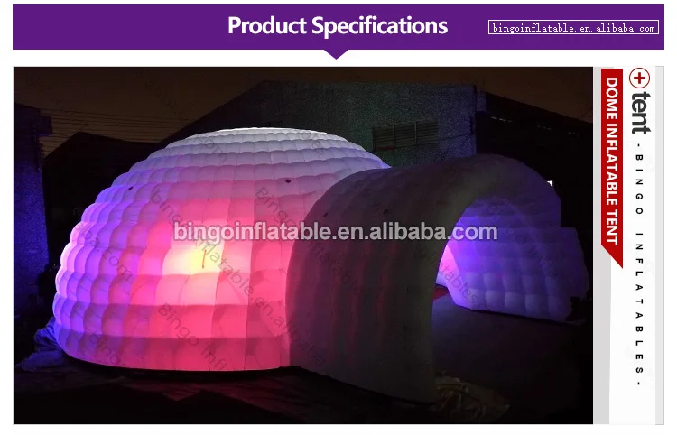 Бесплатная доставка, 15 М Белые гигантские надувные куполообразной палатки Типи изменение цвета светодиодное освещение иглу шатер для