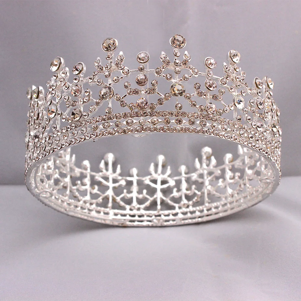 Великолепный Круглый Bling свадебное платье короны, украшенные стразами; Симпатичные туфли диадема события волос аксессуары для головных уборов младший принцесса невесты короны