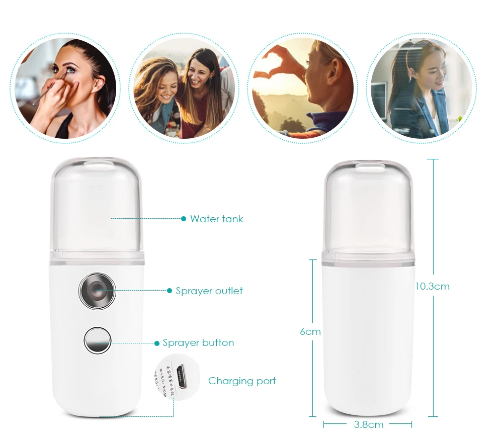 Mini Portable Facial Mist Rechargeable Sprayer Machine Nebulizer Steamer Moisturizing Face Skin Care Beauty Instruments Z35