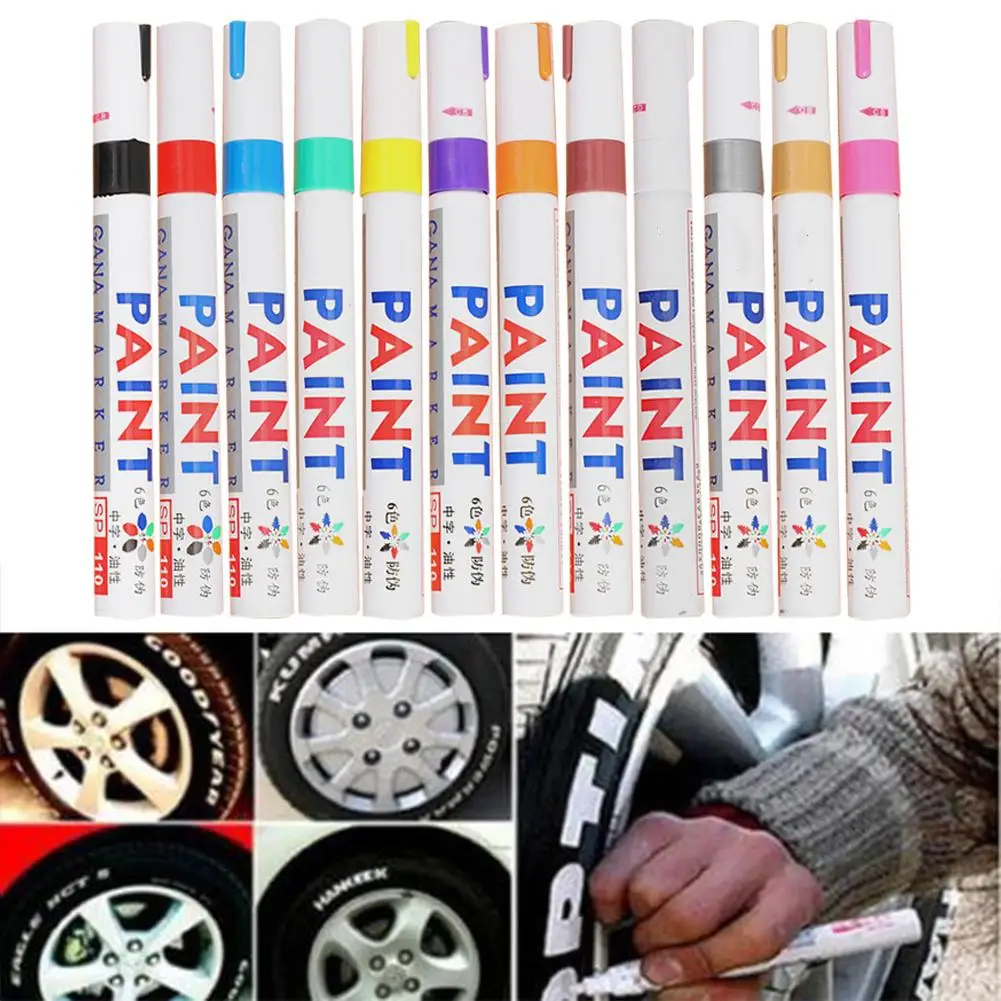 12 цветов водонепроницаемые автомобильные шины протектора CD Металл Универсальный маркер с перманентной краской ручка канцелярские принадлежности