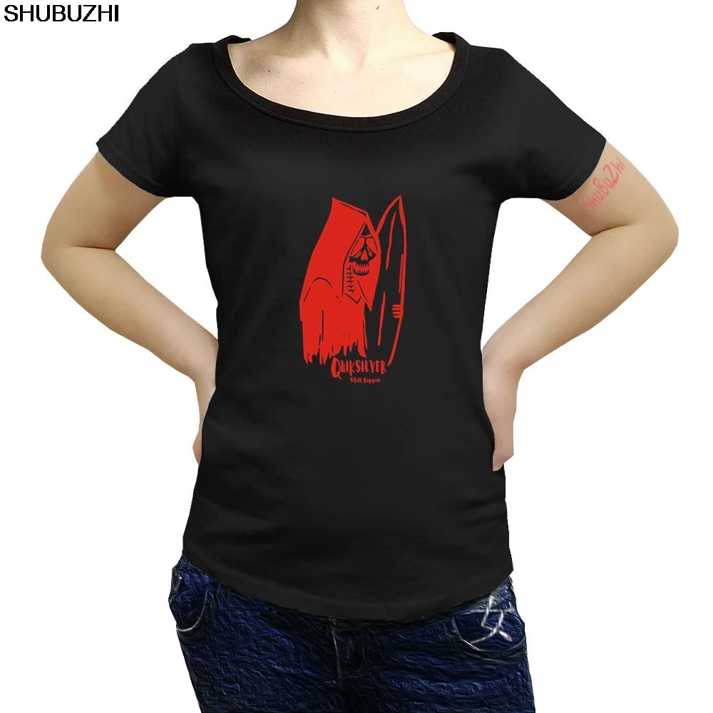 

summer fashion women t shirt Quiksilver female Still Rippin Black & White T Shirt luxury brand print tees and tops sbz1326