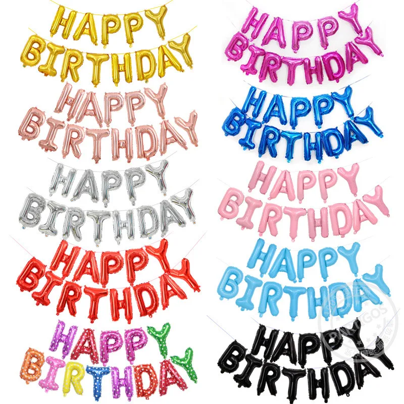 

13PCS 16 Inch Colorful Happy Birthday Balloons Alphabet Letters Hanging Birthday Party Decorations Kids Baby Shower Foil Balloon