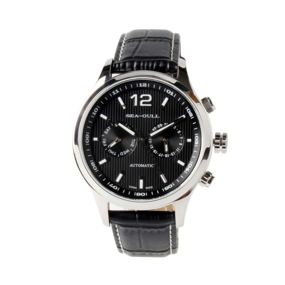 Мужские часы с двойным часовым поясом GMT Guilloche автоматические светящиеся
