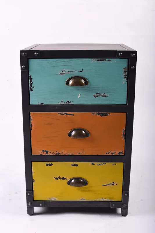 لوفت الصناعية البلد نمط خزانة دو القديم الحديد غرفة المعيشة طاولة السرير خزانة القهوة بار ديكور خزانة أدراج