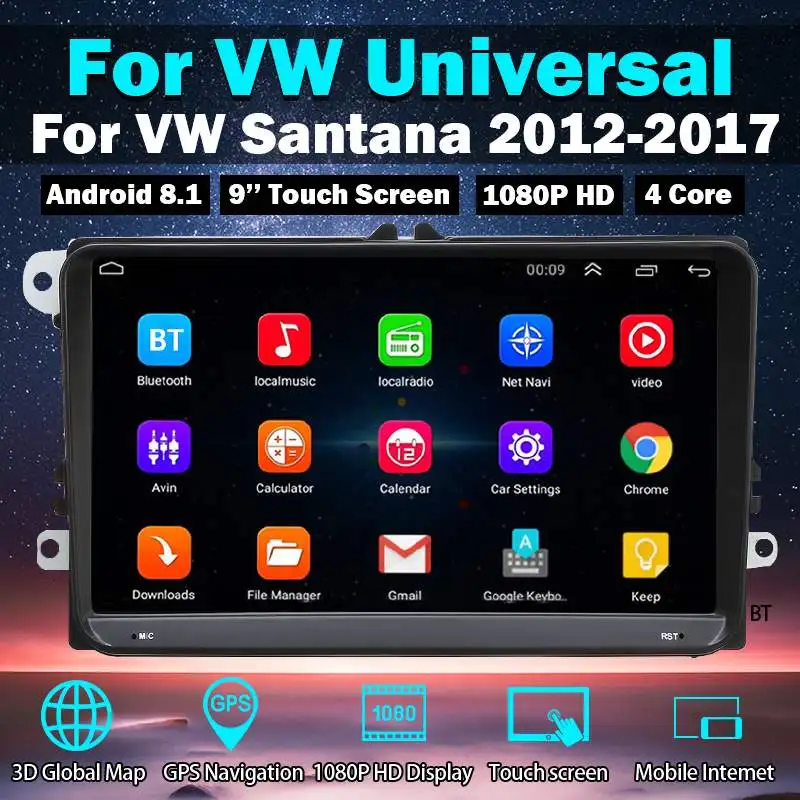 

Android 8.1 Car Radio Video Player Multimedia for VW Golf Jetta for Skoda Universal for Toyota 4G Wifi bluetooth GPS Car Player