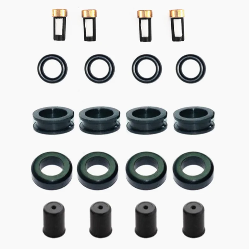 

4sets Fuel Injector Service Repair Kit Seals Filters Caps For Mazda RX-7 1.3L CSKDO64 87-88 #195500-1350 195500-20409(AY-RK059)