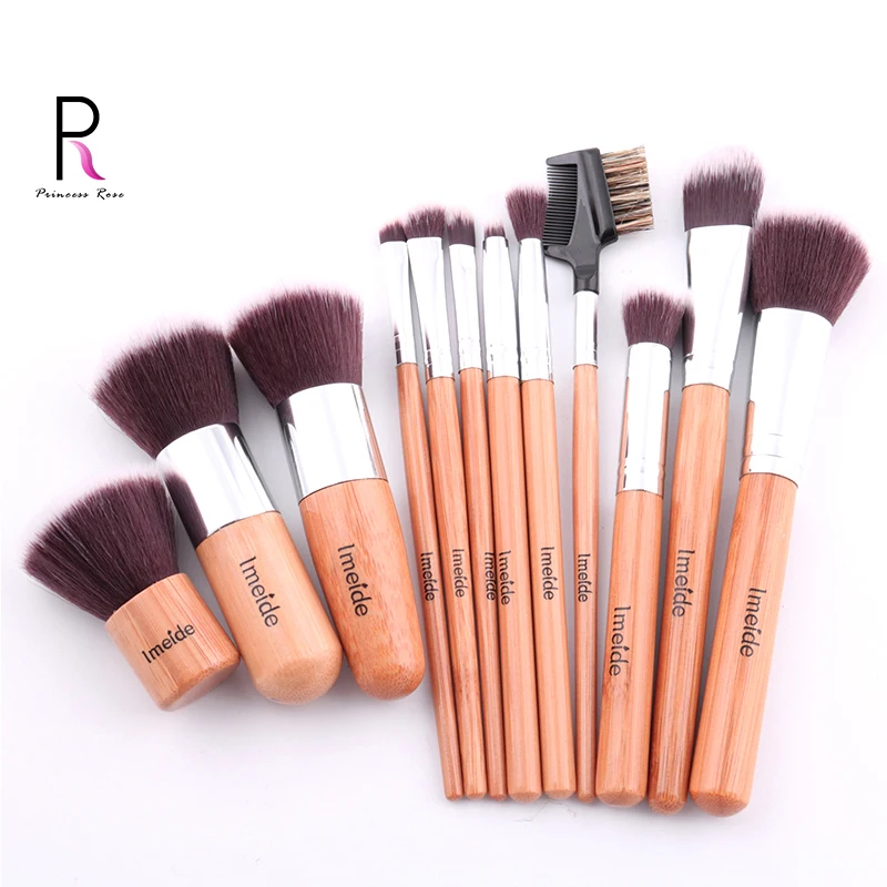 Princess Rose 12pcs Full Professional Makeup Kit Bamboo Kabuki Make Up Brushes Brush Set Pincel