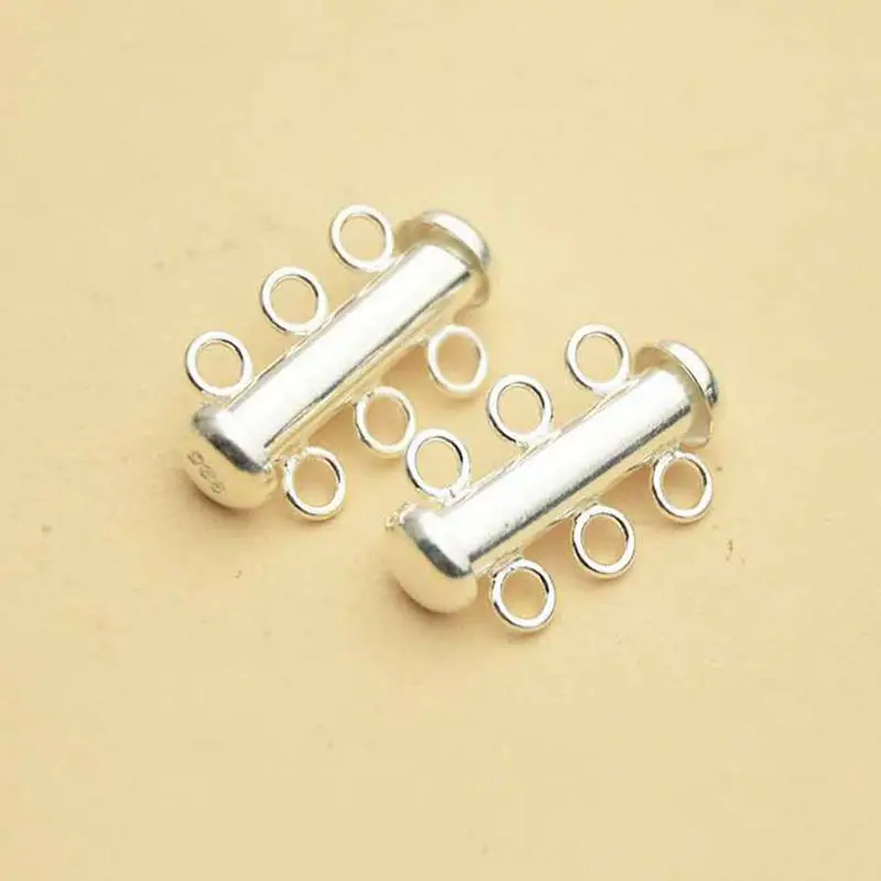 

100%925 Sterling Silver 3 Row Clasps Can Push Fit Bracelets&necklace for DIY 925 Clasps Snap Jewelry Making Supplies Component