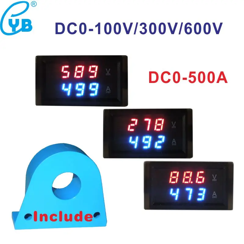 Dc 500a Hall Sensor Transformer Voltage Ammeter Voltmeter Volt Panel