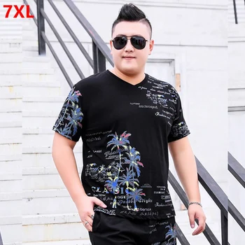 

Big size new short-sleeved t-shirt Extra large code plus size printing half-sleeved thin summer dress 3XL tide