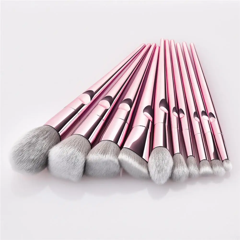 

10 Rose Gold Makeup Brush Set Foundation Blending Power Eyeshadow Contour Concealer Blush Cosmetic Beauty Make Up Tools Kit