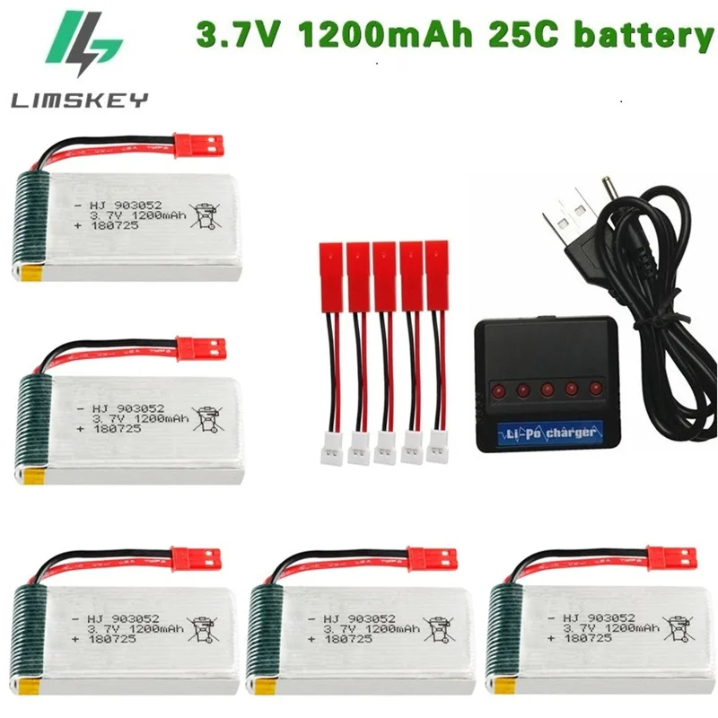 

3.7V 1200mAh 25c lipo Battery + Charger for HQ898B H11D H11C H11WH T64 T04 T05 F28 F29 T56 T57 RC Camera Droens Qaudcopter Spare