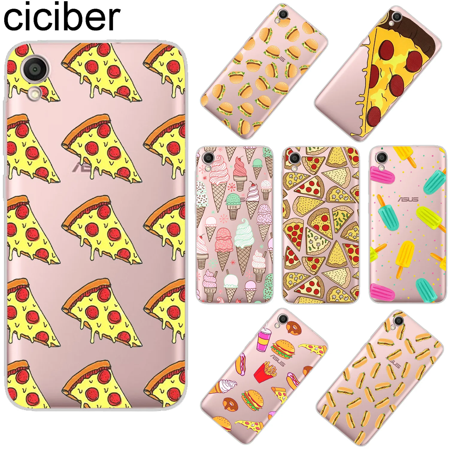 

ciciber For ASUS ZenFone Live L1 V 3 GO Zoom S Soft TPU Phone Case For ASUS ZenFone MAX Lite Plus Pro M1 Pizza Food Coque Fundas