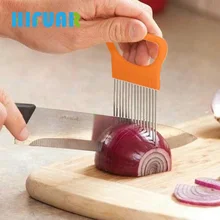 Hifuar color al azar Acero inoxidable cortador de cebolla Tenedores Utensilios para fruta y verduras carne Hilo dental perder fila insertada cocina gadget