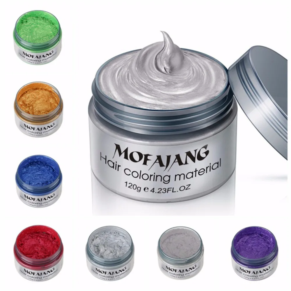 Mofajang, 7 цветов, одноразовая краска для волос, Восковая краска для укладки, одноразовая формовочная паста, серебряная, красная краска для волос, воск, грязевой крем