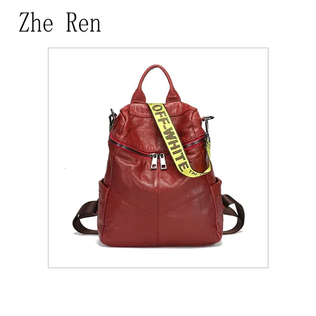 New style Korean top layer cowhide student backpack retro tour ladies