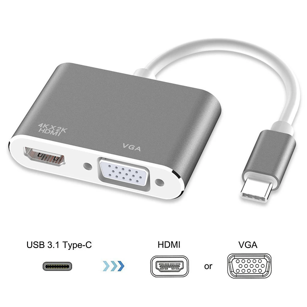 USB C к HDMI 4K VGA адаптер USB 3,1 type C USB-C к VGA HDMI видео конвертеры адаптер для lenovo 910 samsung S8 Macbook Pro