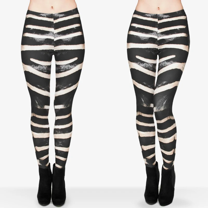 Women Funny Animal Zebra Fur Printed Fitness Leggings in Leggings from