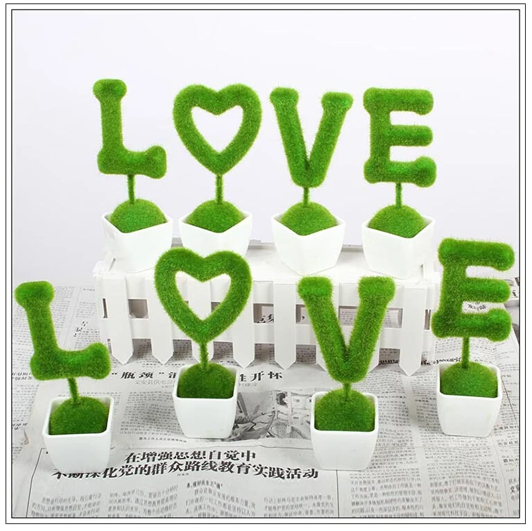 ANGHRLY Hot Outdoor wedding decoration LOVE Letter bonsai potting Green Botany Simulation Wedding gifts Valentine's Day | Дом и сад