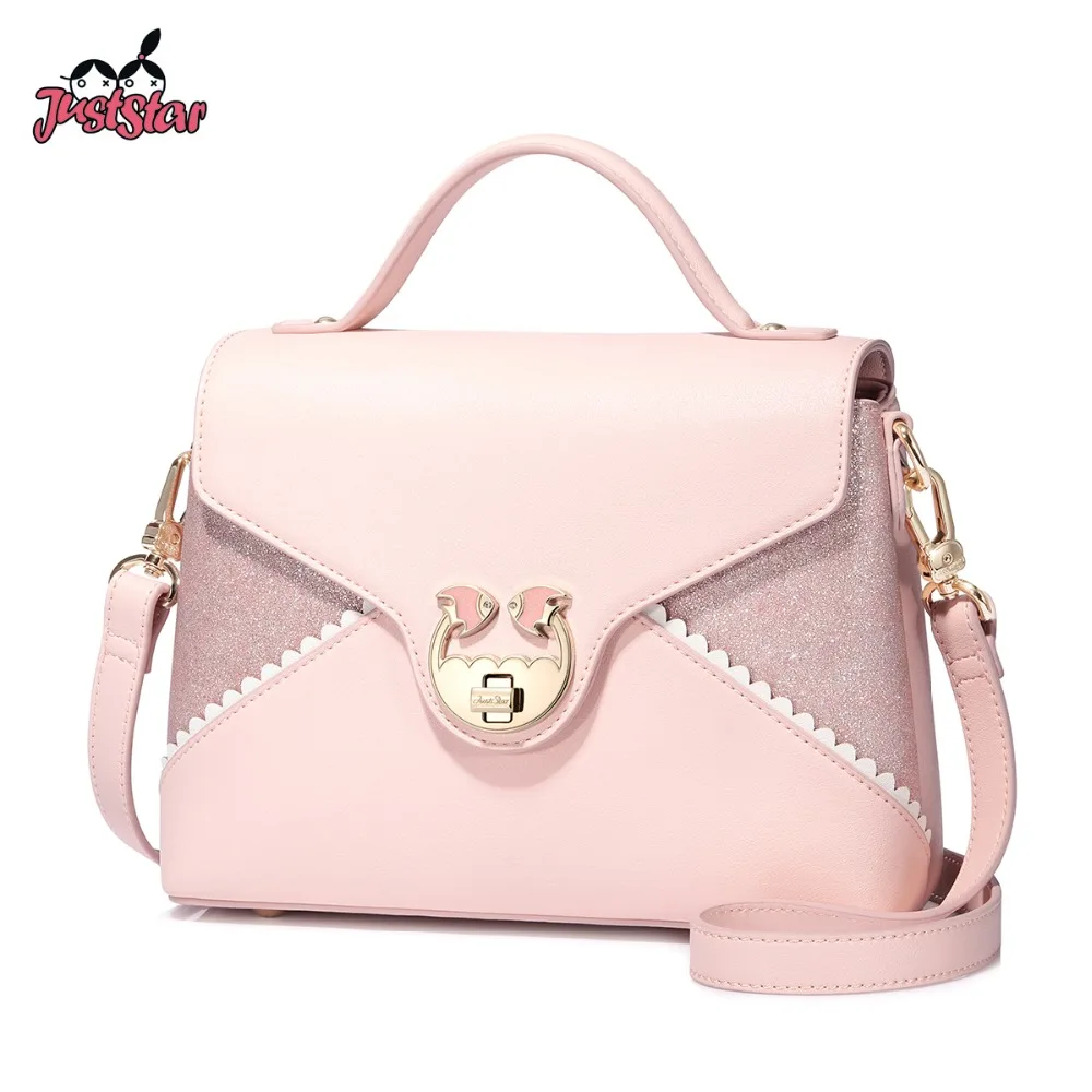 

JUST STAR Women's Leather Handbags Ladies Fashion Patchwork Top Handle Tote Purse Female Lock Double Fish Crossbody Bags