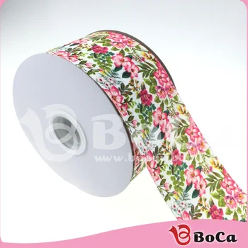 

new arrival 3" 75MM Flower series heat transfer grosgrain ribbon accept custom