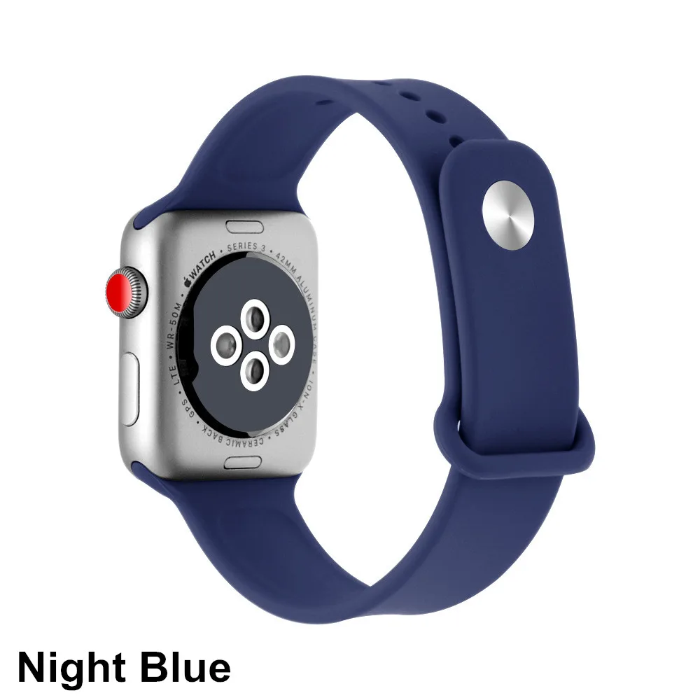 Ремешок для iWatch 38 мм 4 44 мм серия 4 3 2 1 ремешок силиконовый браслет для Apple Watch 42 мм 40 мм силиконовые женские ремни - Цвет ремешка: night-blue