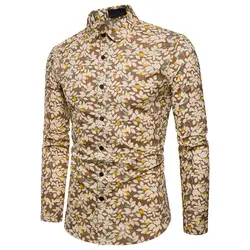 Для Мужчин's Рубашки для мальчиков модные Повседневное цветочный пары Пляжные круглый вырез горловины рубашка с длинными рукавами