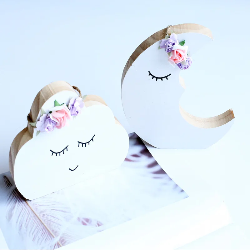 

Nordic Wooden Moon Cloud Building Blocks Ornaments Baby Kids Room Decoration Wood Toys Girls Gifts Nursery Decor Props Best Gift