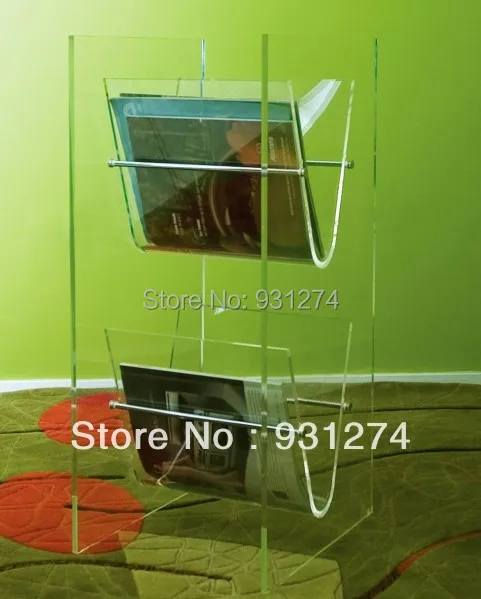 (Kd التعبئة) الطابق الدائمة اضح الاكريليك مجلة تخزين الرف المنزل استخدام ، مكتب سيت صحيفة عرض موقف