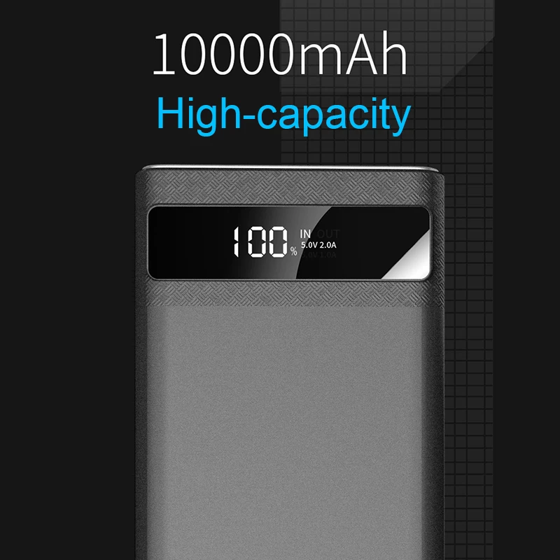 2.1A Быстрая Зарядка power Bank 10000 светодиодный фонарь мА · ч двойной USB внешний аккумулятор зарядное устройство для мобильных телефонов iPhone планшеты