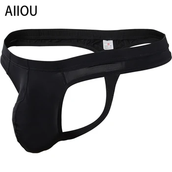 

AIIOU Sexy Underwear Men Gay Jockstraps Nylon Low Rise G-Strings & Thongs Sissy Panties Breathable Pouch U Convex Underpants