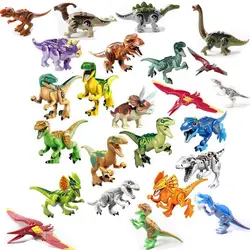 Оптовая продажа 6 шт.-16 шт. динозавра Юрского периода рисунок животных Wild World Pterosauria Triceratop Велоцираптор T-Rex Building Block Игрушка