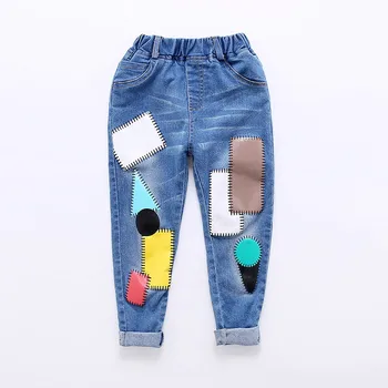 

Baby Jeans Pants Patchwork Style Casual Trousers for Boy Girls Children Outwear Fashion New Style Cotton Soft Warm Pants