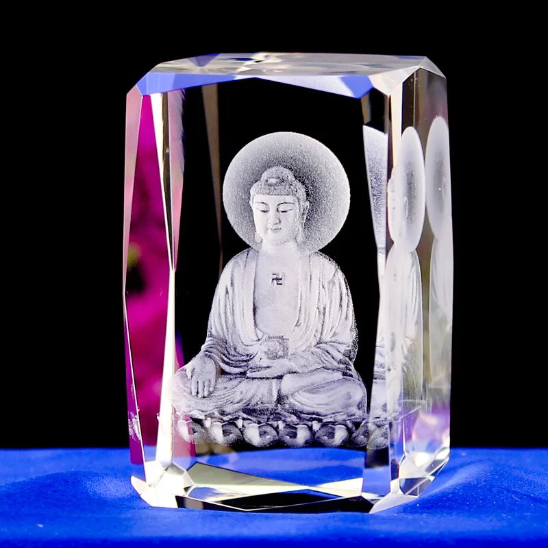 Sakyamuni Будда K9 кристалл лазер 3D внутренняя статуя скульптура межгравированные