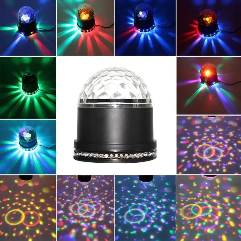 

1pc Crystal Magic Ball Lamp Sun LED Stage Light Colorful Rotary Projector DJ KTV Christmas Projector Stage Lamp