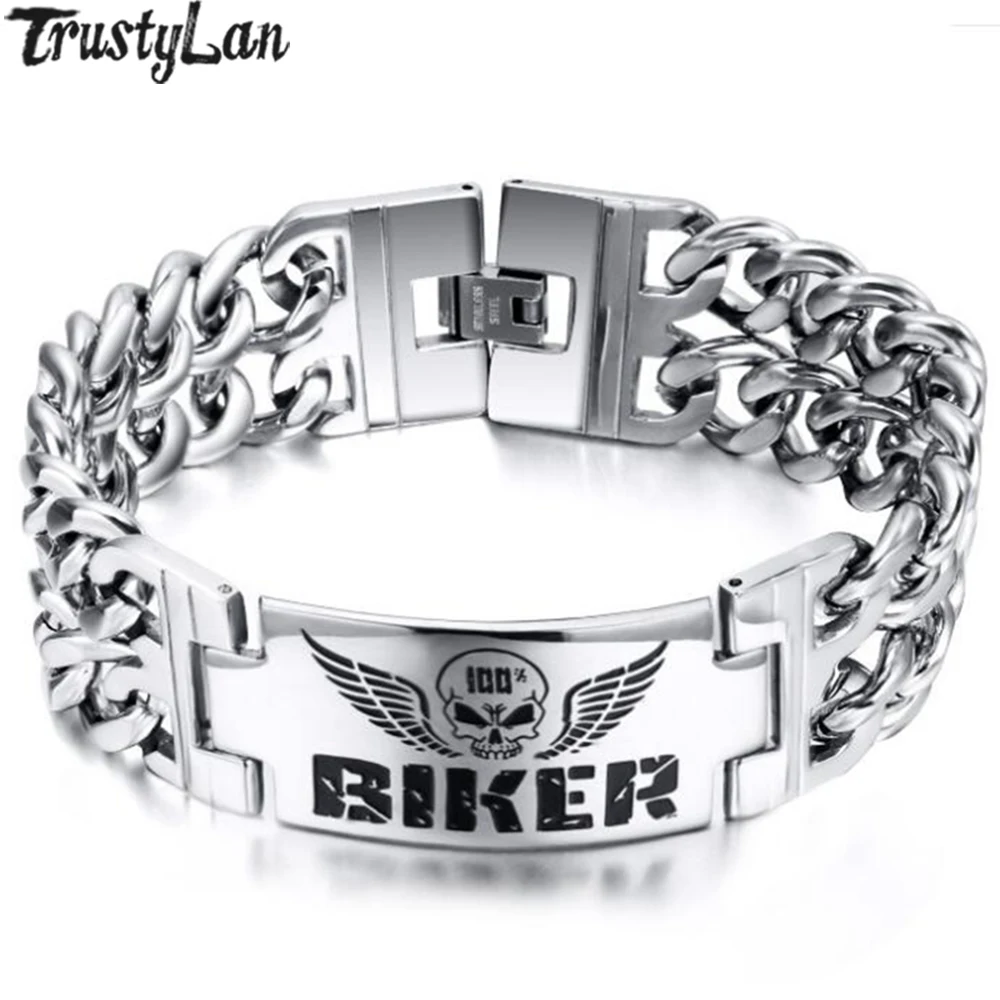 

Biker Stainless Steel Chain Bracelet Men For Dropshipping