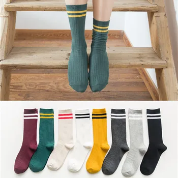 

ZDL-291 Autumn Winter Warm Thick Needle Female Stripes Sock Apparel Accessories Women's Cotton Socks 10 pairs