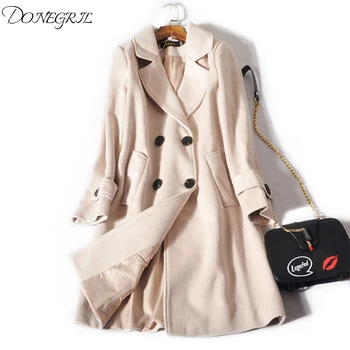 

2020 new woolen coat female autumn and winter fine plaid in the long paragraph fresh age reduction Korean temperament jacket