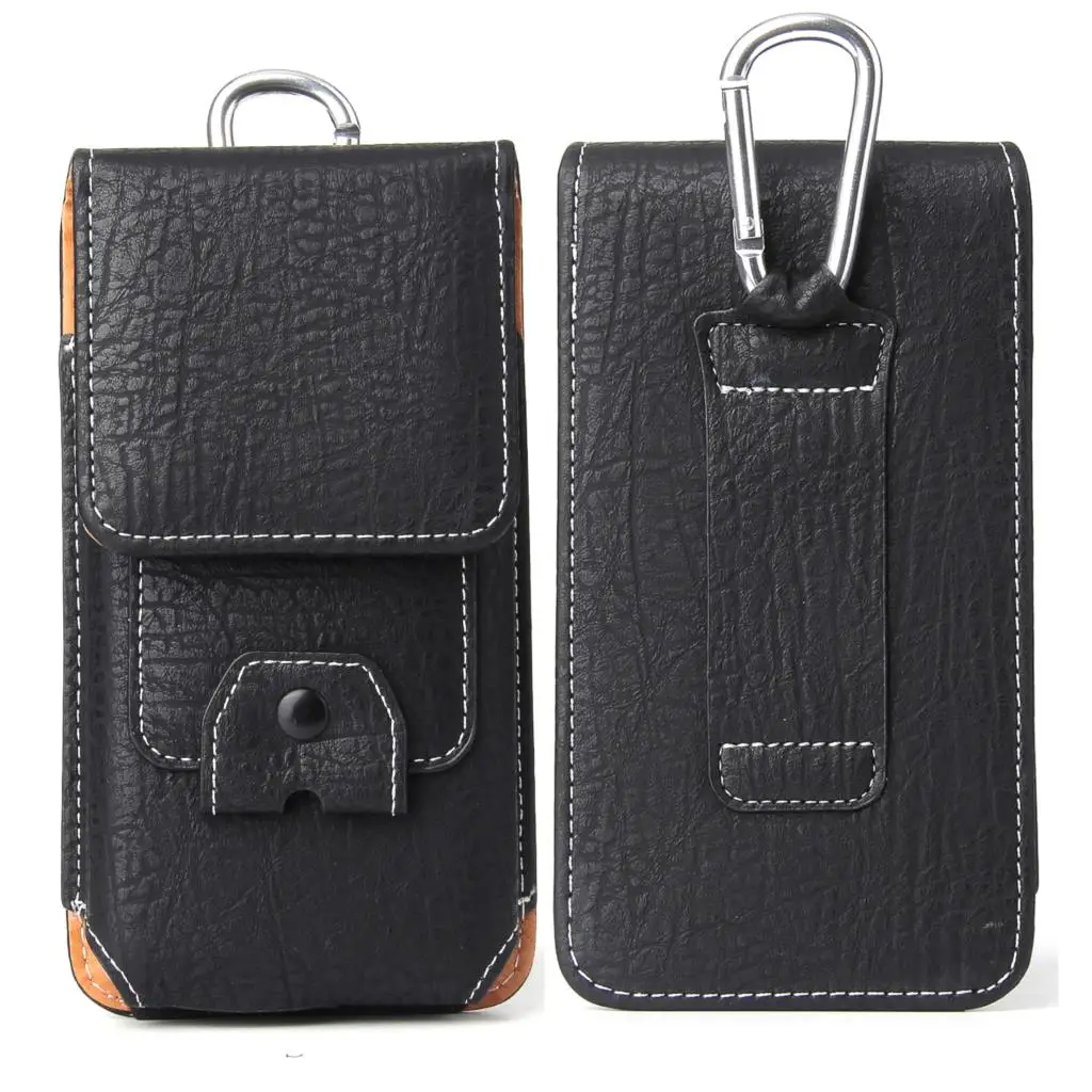 Универсальный кошелек, кожаный чехол для samsung Galaxy S10 S10E S9 S8+ S7 S6 Edge Plus поясная сумка Магнитная кобура Зажим для ремня чехол для телефона - Цвет: Черный