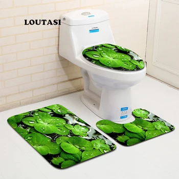 

LOUTASI 3pcs/set Anti Slip Water Absorb Floor Rug Carpet Bathroom Mat Polyester Toilet Mat for Three Sets of Bath Mat Home Decor