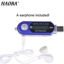 HAOBA мини MP3 плеер ЖК-дисплей с USB высокой четкости музыкальный MP3 плеер Поддержка FM радио SD карта с бесплатными наушниками