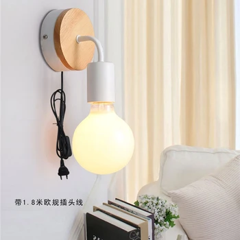 

Modern simple iron art led wall light with plug Led Wall Lamp iron Light Bedroom Lighting Living Room Wall Lights E27 ZBD0013